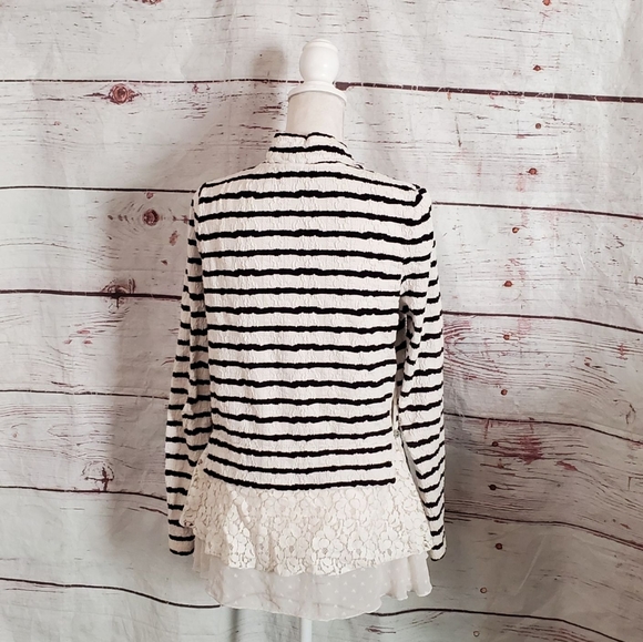 Anthropologie Striped Lace Long Cardigan Sz Small - Picture 3 of 10